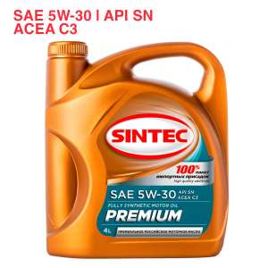 Моторное масло Sintec PREMIUM SAE 5W-30 API SN, ACEA C3 4л синтетика