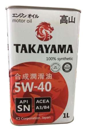 Масло моторное синтетическое TAKAYAMA SAE 5W-40, API SN/CF, ACEA A3/B4 1л