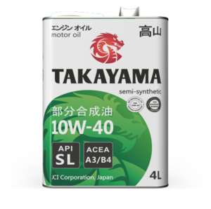 Масло моторное полусинтетическое TAKAYAMA SAE 10W-40, API SL, ACEA A3/B4 4л