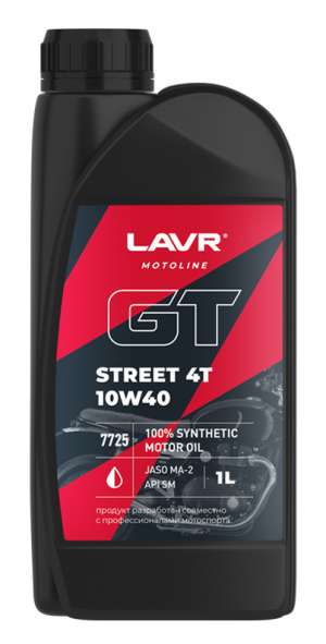 Моторное масло LAVR MOTO GT STREET 4T 10W-40 API SM 1л