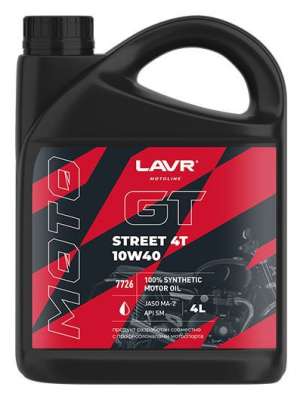 Моторное масло LAVR MOTO GT STREET 4T 10W-40 API SM 4л