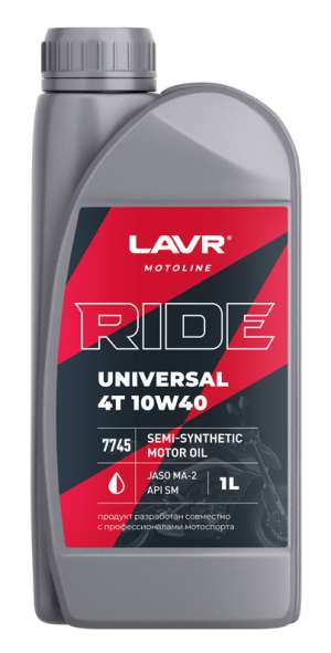 Моторное масло LAVR MOTO RIDE UNIVERSAL 4T 10W-40 SM 1 л