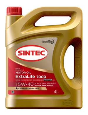 Sintec ExtraLife 7000 SAE 5W-40 ACEA A3/B4 4л синтетика