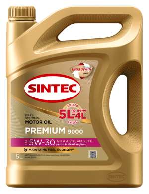 Sintec PREMIUM 9000 SAE 5W-30 API SL/CF ACEA A5/B5 Акция 5л по цене 4л